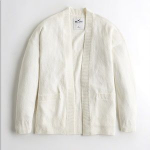 Hollister White Jersey Cardigan